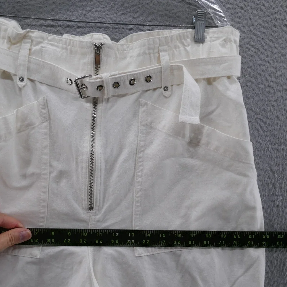 Banana Republic‎ Womens Ivory Cotton Linen Utility Paperbag Pants 16 NEW
